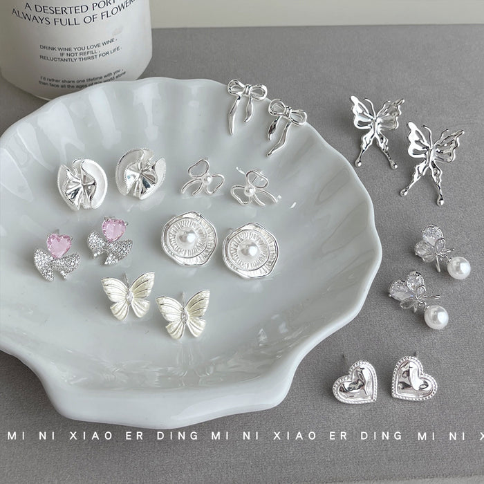 Assorted Silver Multi-Style Stud Earrings 14 Variants