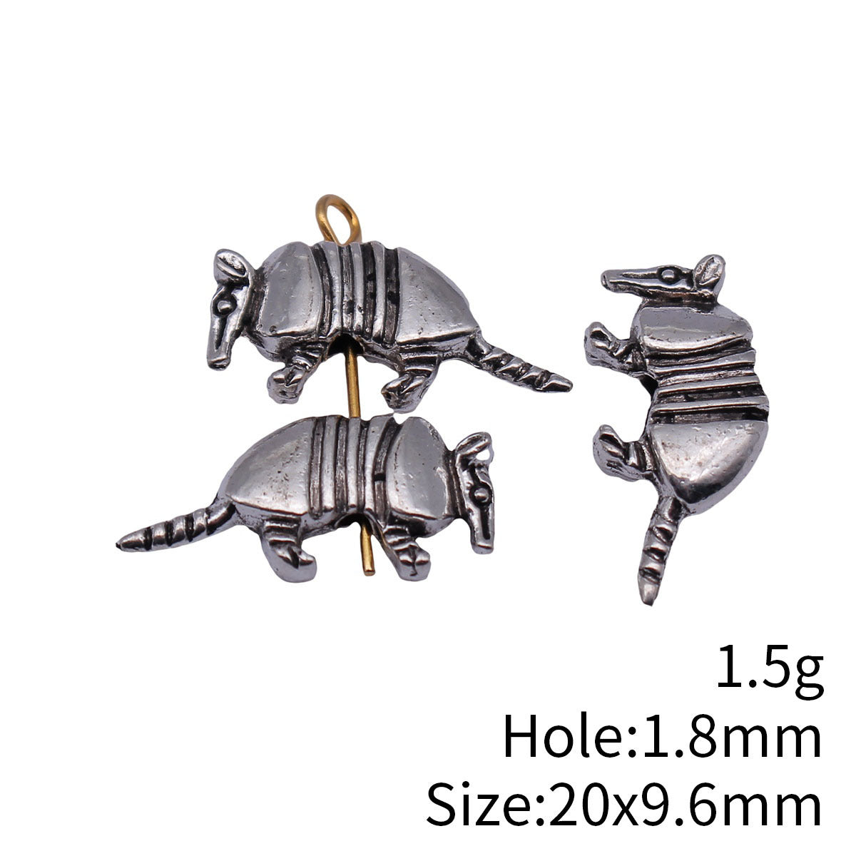20x9.6mm 1.5g Antique Silver Zinc Alloy Armadillo Loose Metal Beads for Bracelet Jewelry Making