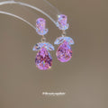 Floral Teardrop Crystal Necklace Or Earrings In Pink Or Multicolor view 4