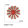 Round Beaded Sunburst Brooch with Crystal Accents in Two Colors view 5