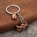 Motorcycle Keychain With Helmet Charm In Four Metal Finishes view 6