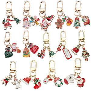 Christmas Enamel Charm Keychains with Swivel Clasp, 41 Styles