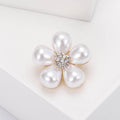 Five Petal Pearl Flower Brooch With Crystal Center view 3