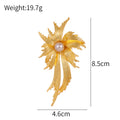 Gold Tone Flower Pearl Look Metal Brooch Pin 4.6 x 8.5 cm view 2