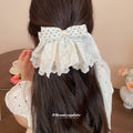 Polka Dot Bow Embroidered White Lace Spring Hair Clips view 3