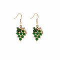 Gold Grape Cluster Drop Earrings Green Purple Leaf Styles view 5