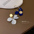 Layered Petal Drop Earrings in Brown White and Blue view 3