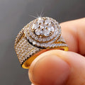 Gold and White Gold Tone Full Pave Round Cluster Ring 6-10 view 2