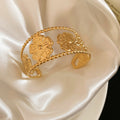 Metal Flower Open Cuff Bangles Gold Silver Style Mix view 6