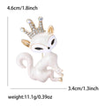 Crowned Enamel Fox Brooch in Glossy Black or White view 5