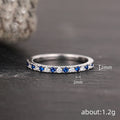 Alternating Blue And Clear Round Stone Slim Ring In Silver Tone view 4