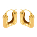 Thick Square U Hoop Earrings in Gold and Silver Tone view 5