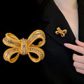 Ribbon Bow Crystal Metal Brooch Pin 4.2 x 3.2 cm for Jackets and Lapels view 4