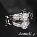 Oval Clear Solitaire Halo Two-Ring Set In Three Metal Tones view 4