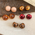 Round Resin Stud Earrings In Three Brown Tone Patterns view 3