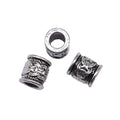 Antique Silver Floral Band Large Hole Metal Bead Component view 3