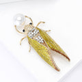 Cicada Brooch With Pearl Head and Crystal Body in Two Colors view 3