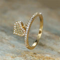 Pave Heart Charm Slim Ring In Gold Silver And Black Tones view 6