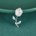 Long Stem Crystal Rose Brooch in Gold or Silver Tone view 2