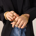 Double Row Pave Zircon Cuban Link Bracelet Gold Steel view 4