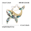 Abalone Shell Whale Brooch With Faux Pearl Water Spout view 5