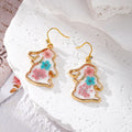 Rabbit Outline Pressed Flower Resin Earrings Gold Frame 6 Styles view 5