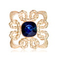 Blue Gold Tone Blue Square Crystal Crystal Metal Brooch Pin view 1