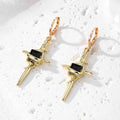 Gold and Silver Tone Crystal Dagger Huggie Drop Earrings view 7