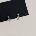 Silver CZ Mini Huggie Hoop Earrings Dual Round Stones view 4