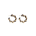 Braided Leather Look Gold Tone Open C Hoop Earrings view 5