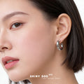 Silver Tone Thick Smooth Hollow Hoop Stud Earrings Pair view 2