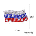 Tricolor Crystal Flag Brooch With Polished Metal And Sculpted Decorative Details view 5