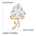 Pearl Rhinestone Bouquet Bow Brooch Silver Gold Metal Pin view 5