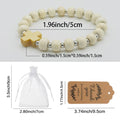 Ivory Wooden Bead Cross Bracelet With Silver-Tone Spacer Beads view 4