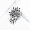 Aqua Blue White Floral Bouquet Crystal Metal Brooch Pin view 3
