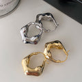 Irregular Sculpted Metal Hoop Huggie Earrings Statement Pair view 2