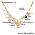 Gold Paperclip Multi Charm Necklaces Heart Zircon Oval view 6