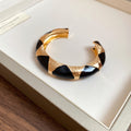 Gold Enamel Geometric Open Cuff Bracelet Six Styles view 11