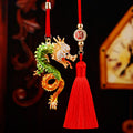 Gradient Crystal Chinese Dragon Rearview Mirror Tassel Car Ornaments view 5