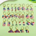 Patriotic Enamel Charm Huggie Hoop Earrings, 28 Styles view 4