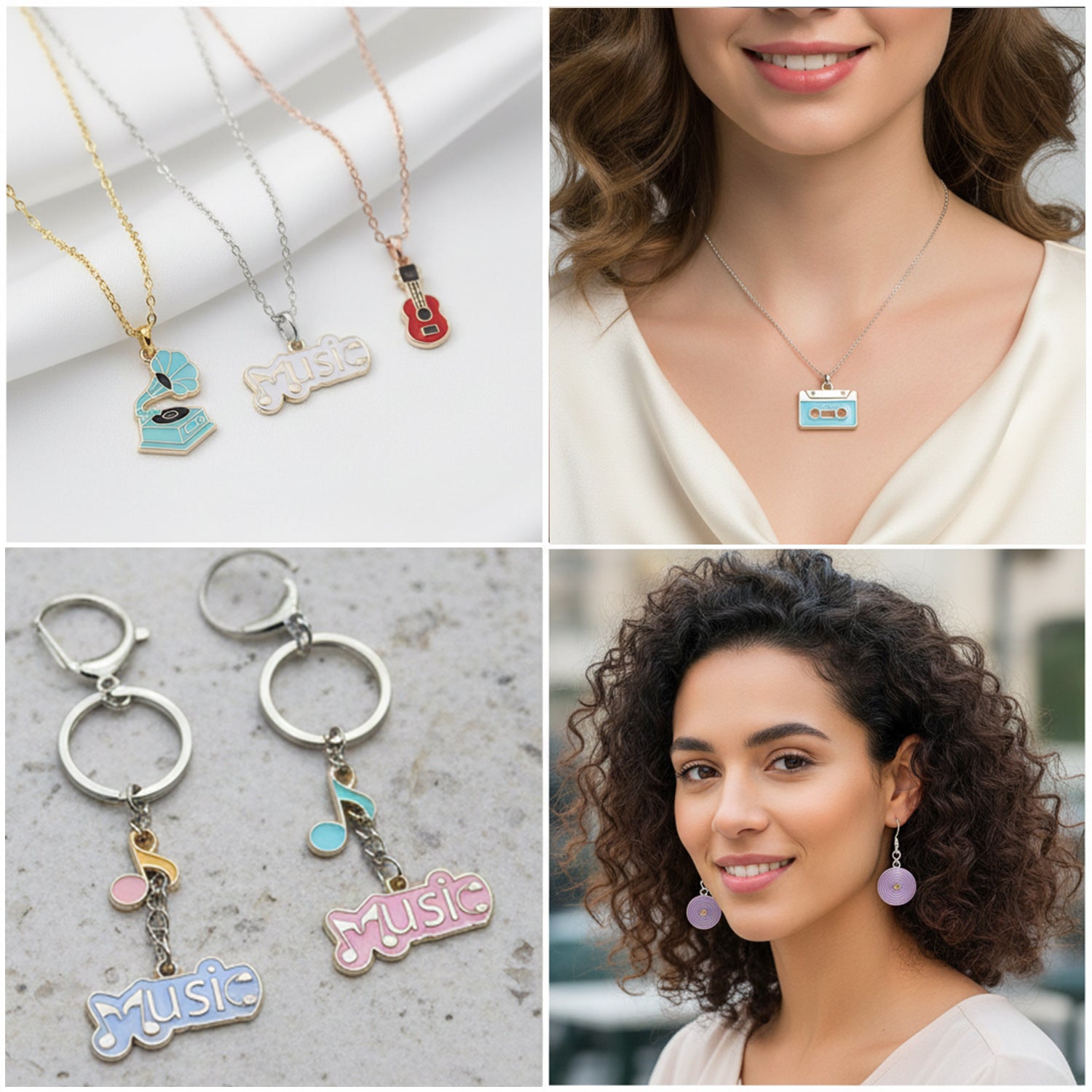 Zinc Alloy Enamel Piano Guitar Music Charm Pendant for Bracelet Necklace Keychain Making