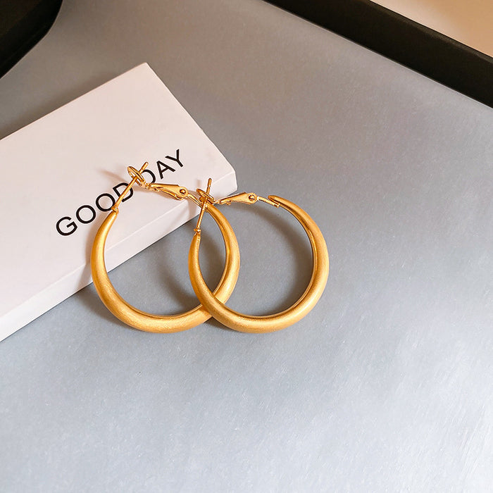 Plain Round Hoop Earrings in Gold and Silver Tone, Two Styles