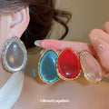 Teardrop Resin Stud Earrings in Polished Statement Design view 2