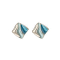 Color Block Diamond Stud Earrings In Three Pastel Colors view 5