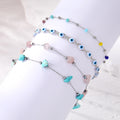 Silver Tone Natural Stone Chip and Evil Eye Bead Bracelets in Four Designs view 1