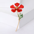 Long Stem Poppy Flower Brooch in Red or Blue Enamel view 5