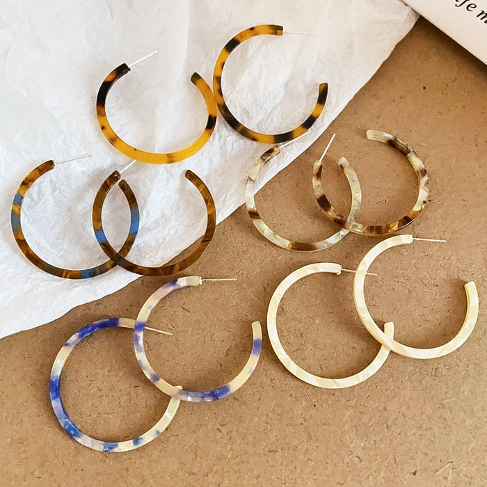 Slim Resin Hoop Earrings In Three Multicolor Patterns
