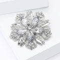 Large Layered Crystal Flower Brooch in 1 Style Metal Pin view 3