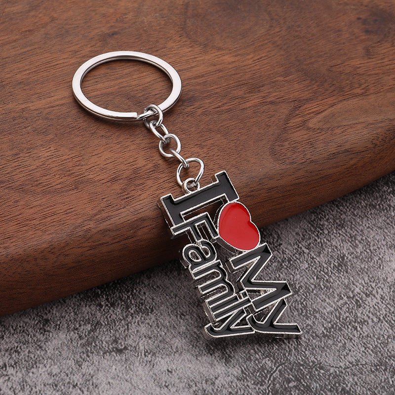 Family DAD MOM MAMA PAPA Heart Metal Keychain Gift Pendant