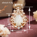 Champagne Gold Leaf Wreath Teardrop Faux Opal Ring view 4